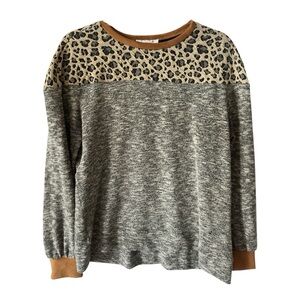 THML Leopard Print Sweater with Brown Accents